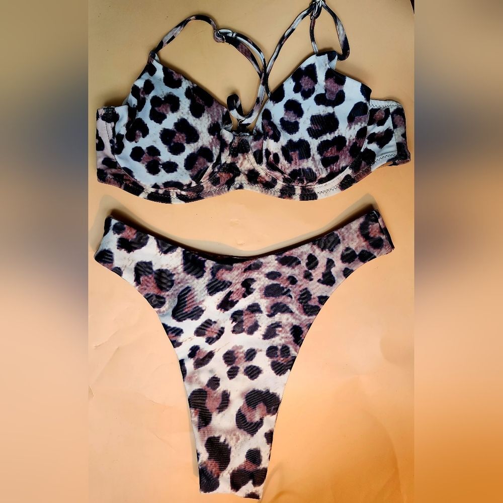 Stylish White and Black Bikini Size Small